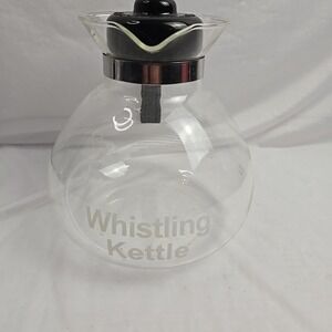 Medelco Glass Boil Gas Water Stovetop Whistling Kettle Coffee Tea 12 cup